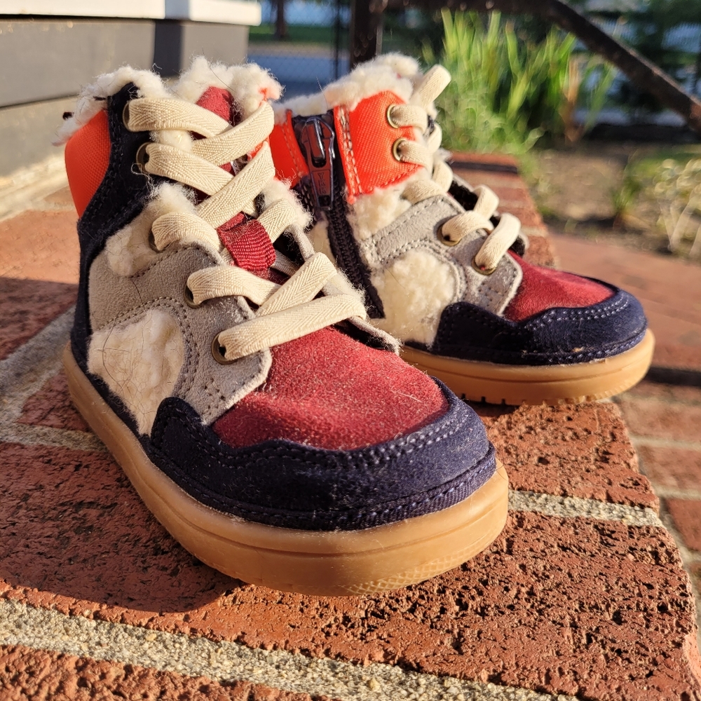 Baby Gap shearling color block high top sneakers